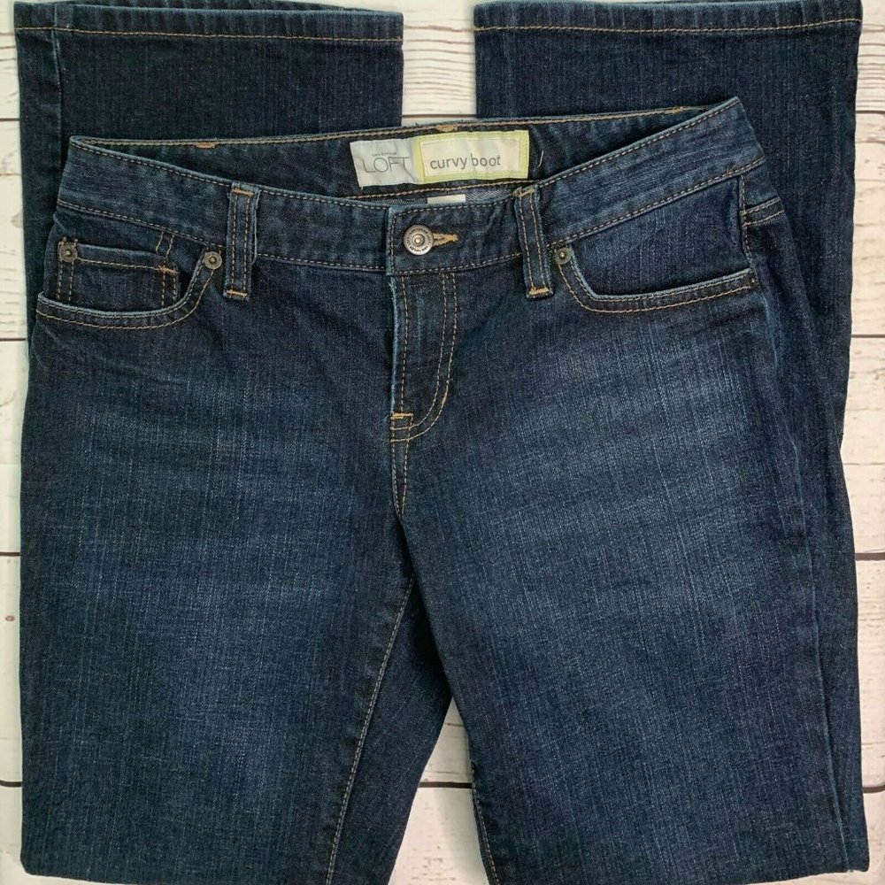 Ann Taylor Loft Womens Blue Curvy Boot Jeans Sz 4P